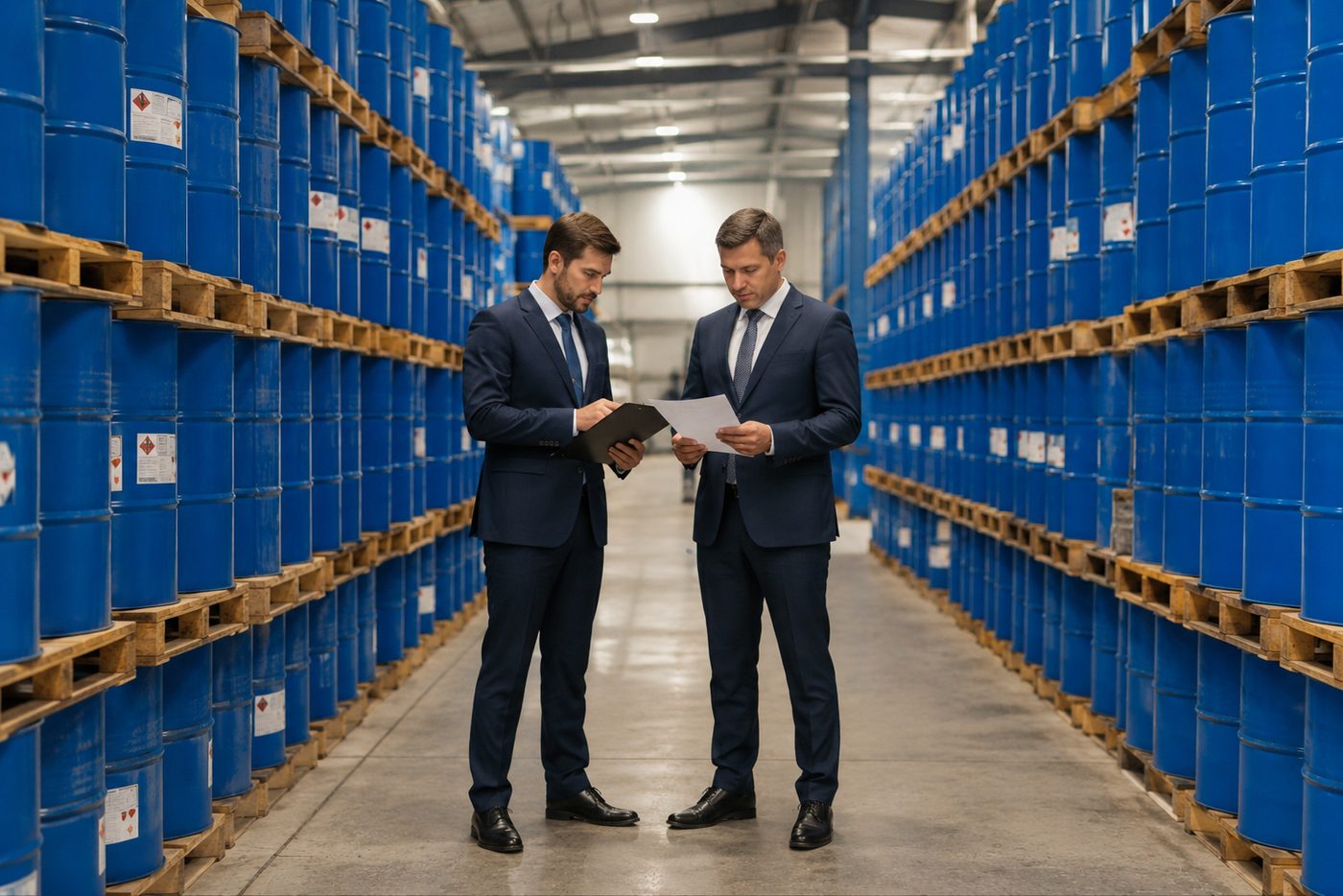Concentrate drums in the Afiyat Global warehouse